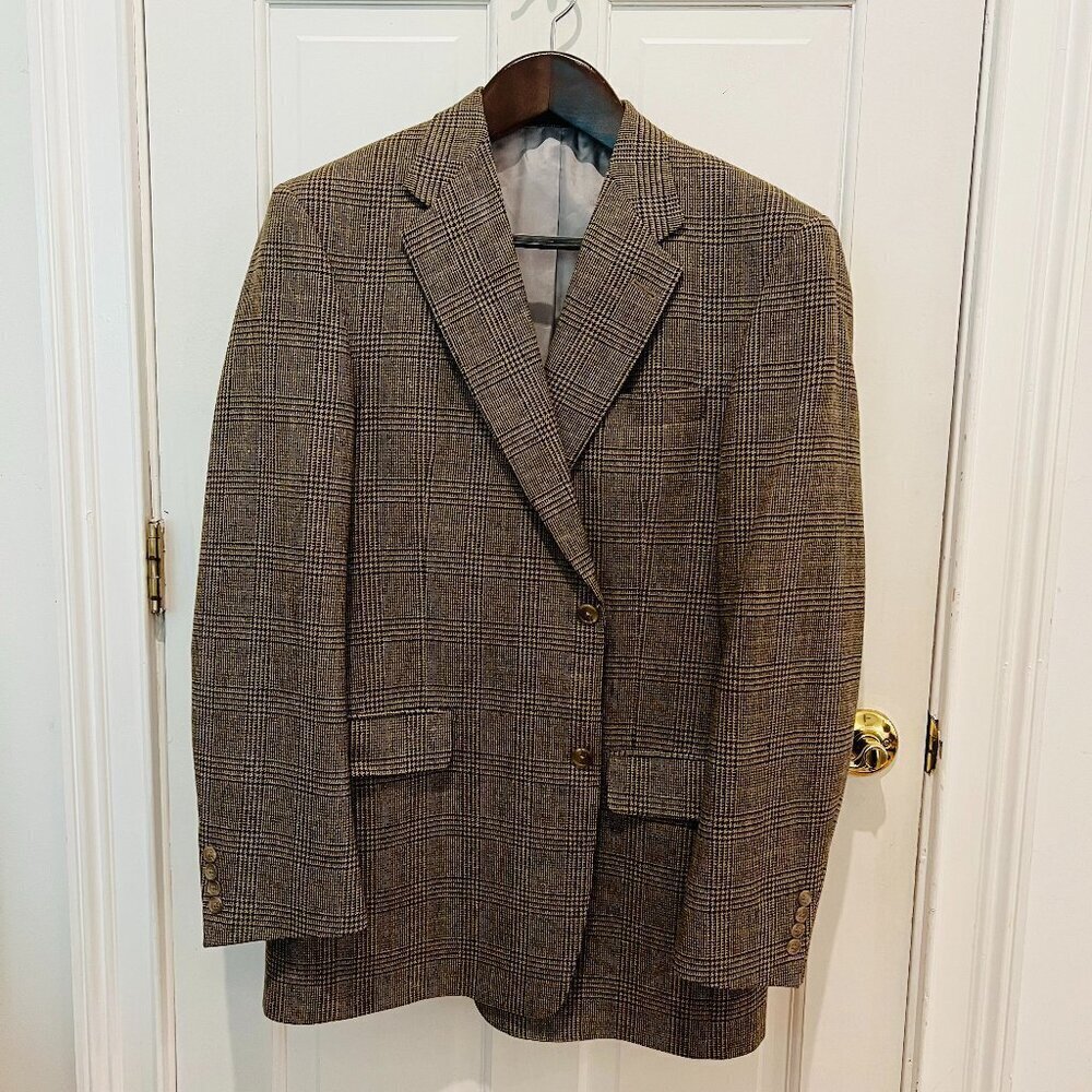 Hart Schaffner Wool Plaid Blazer Men's Sport Coat Suit Jacket 42 R